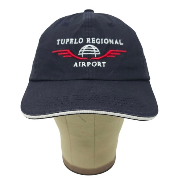 Tupelo Regional Airport Strapback Cap Embroidered Logo Baseball Hat Navy Blue - Picture 10 of 14